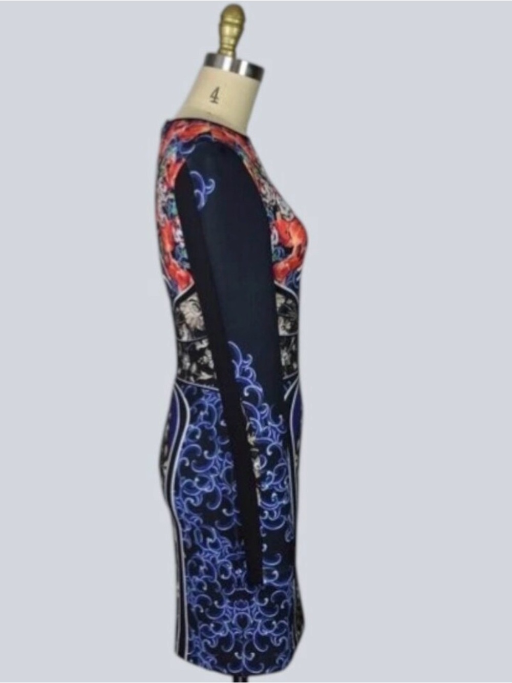 CLOVER CANYON ROYAL EGG VASE FLORAL LONG SLEEVE BODYCON DRESS - Picture 5 of 8
